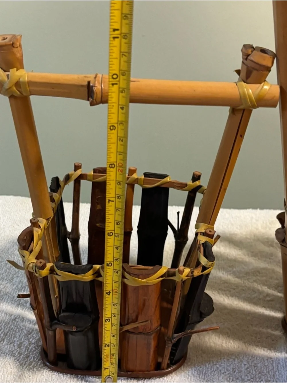 Set of Two Vintage Bamboo Baskets with Handles - Can Be Used As Plant Holder